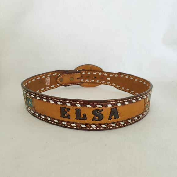 Brazos Women 33" Brown Turquoise Tool Leather Belt Western Eagle Embroider ELSA - Picture 4 of 5